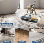 Stainless Steel Floor Cleaner Mop Brush Swiper with Strong Bristle | 2 in 1 Scrape Floor Scrubbing Brush with Long Handle