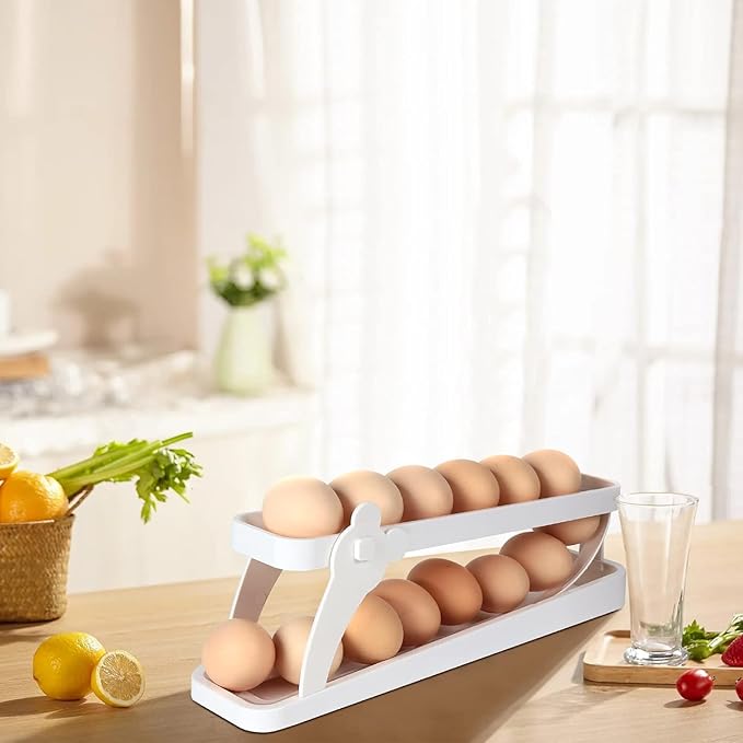 Egg Dispenser Rack – Gravity-Fed Sliding Organizer Holder for Refrigerator Freshness and Kitchen Countertop Storage Premium Quality Single Deals™