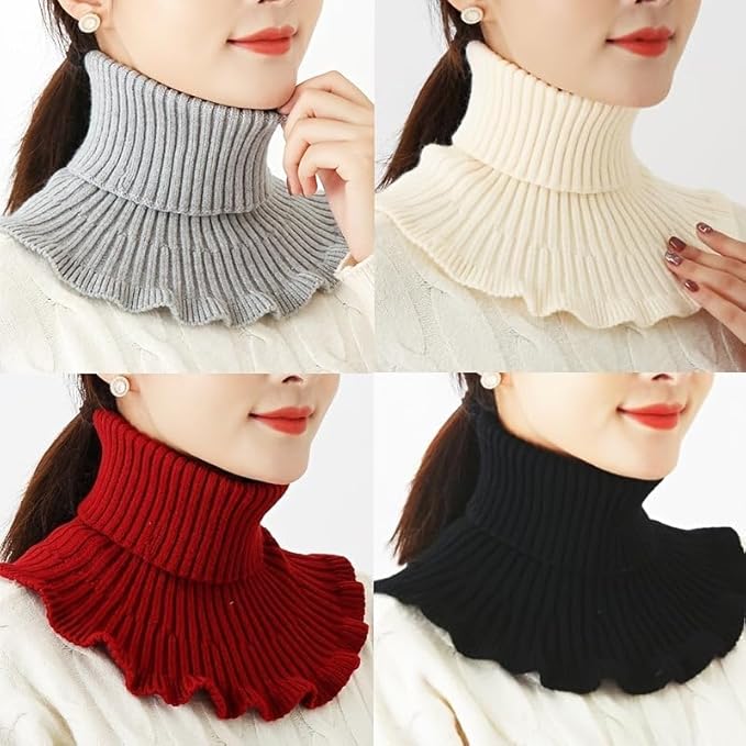 Elegant Ribbed Knitted Mock Neck Fake Collar - Versatile Detachable Layering Piece for Effortless Style and Added Warmth Premium Quality Single Deals™