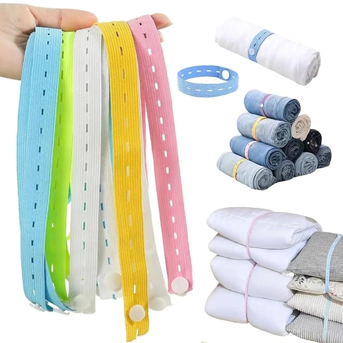 Single Deals™ Elastic With Button Organizer (Pack of 10 Pcs) - Premium Quality