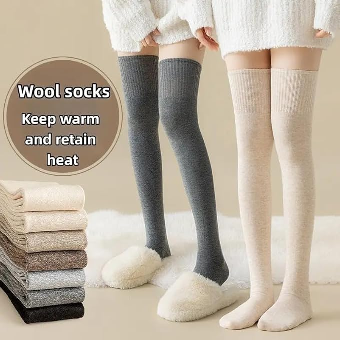 Cozy Ribbed Wool-Blend Over-the-Knee Socks for Women - Soft, Warm, and Stretchy High-Leg Hosiery for Stylish Winter Comfort Premium Quality Single Deals™