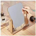 Premium Wooden Desktop Square Makeup Mirror – Compact, Adjustable Vanity Mirror for Daily Grooming