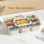 9-Compartment Food Organizer Tray – Airtight Multi-Grid Storage Container for Spices, Snacks, and Kitchen Organization Premium Quality Single Deals™