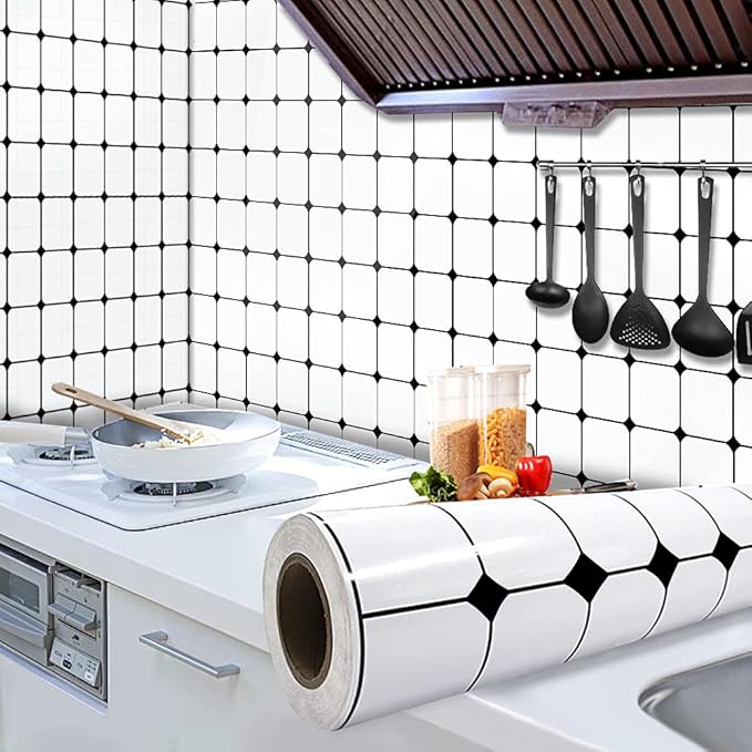 Diamond Wallpaper Peel and Stick Wallpaper Black and White Contact Paper Vinyl Geometric Self Adhesive Removable Wallpaper for Bedroom Waterproof Backsplash Wallpaper
