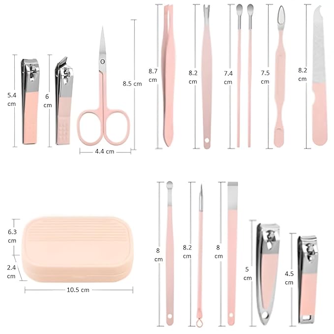 14-Piece Professional Pink Manicure Set - Complete Stainless Steel Grooming Kit in Elegant Travel Case for Comprehensive Nail and Beauty Care Premium Quality Single Deals™