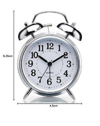 Silver Alarm Clock – Classic Twin-Bell Analog Timepiece for Bedroom, Desk, and Home Decor Premium Quality Single Deals™