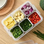 6-Grid Fridge Storage Box – Airtight Multi-Compartment Container for Fresh Produce, Ingredients, and Kitchen Organization Premium Quality Single Deals™