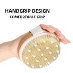 Premium Wooden Round Bath Brush – Ergonomic Natural Bristle Scrubber for Exfoliation and Body Care