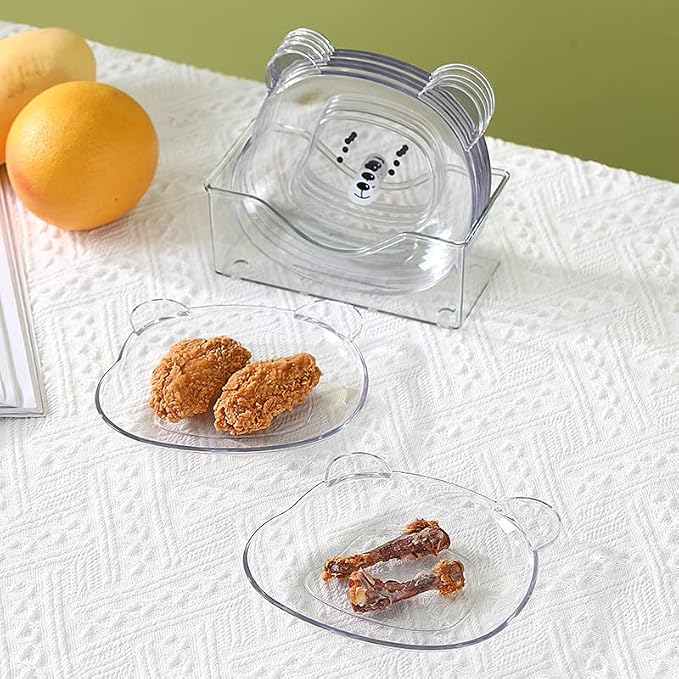 Plastic Dish Cartoon – Decorative Bear-Shaped Dessert Plates with Storage Stand for Appetizers, Cakes, and Party Presentation Premium Quality Single Deals™