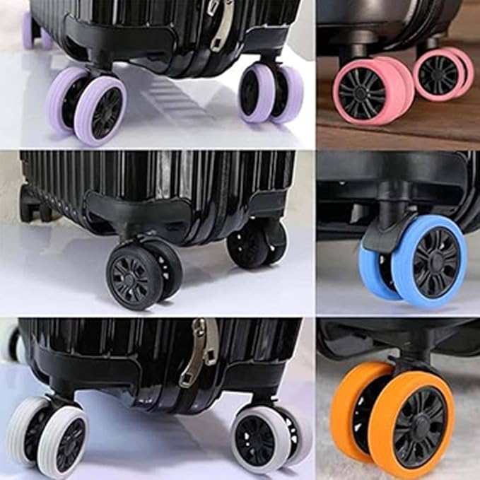 Anti-Slip Luggage Wheel Rings (8 Pcs) – Colorful, Durable Silicone Sleeves for Improved Traction and Silent Travel Premium Quality Single Deals™