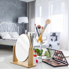 Premium Wooden Desktop Round Makeup Mirror – Elegant, Adjustable Vanity Mirror for Daily Grooming