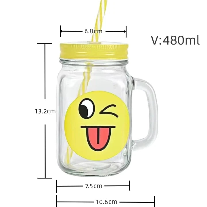 JoySip™ Mason Jar Smiley Emoji Cup – Premium Quality