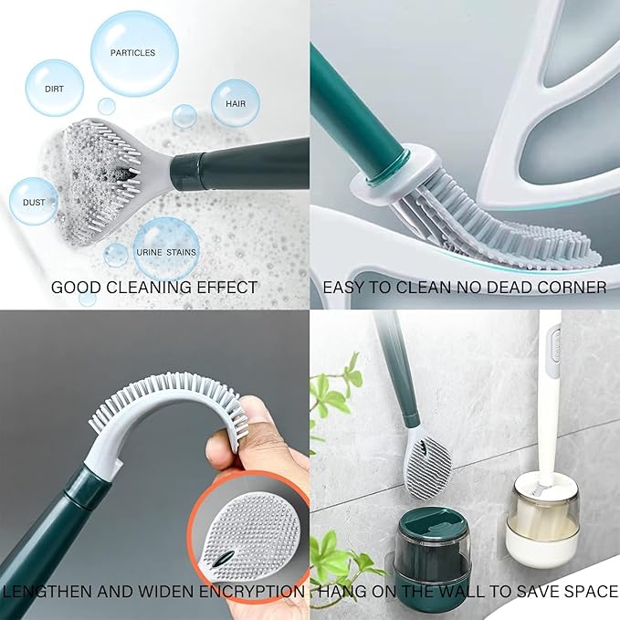 Silicone Push Toilet Brush with Holder – Sophisticated Maintenance Solution Premium Quality SingleDeals™