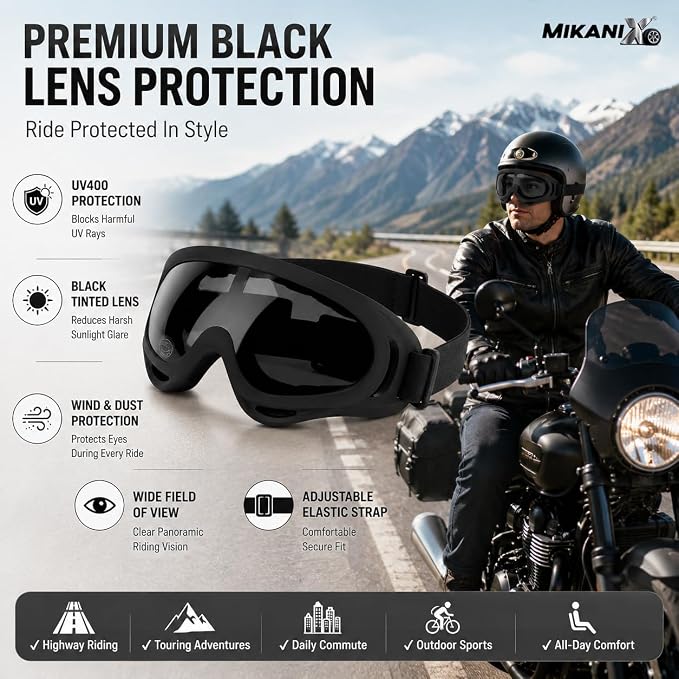 Protective UV Bike Goggles – Windproof, Dust-Resistant Eyewear for Enhanced Visibility and Safety on the Road Premium Quality Single Deals™