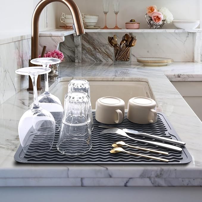 Premium Silicone Dish Drying Mat (40x30 inch) – Large, Heat-Resistant, Anti-Slip Countertop Protector for Efficient Kitchen Organization Premium Quality Single Deals™