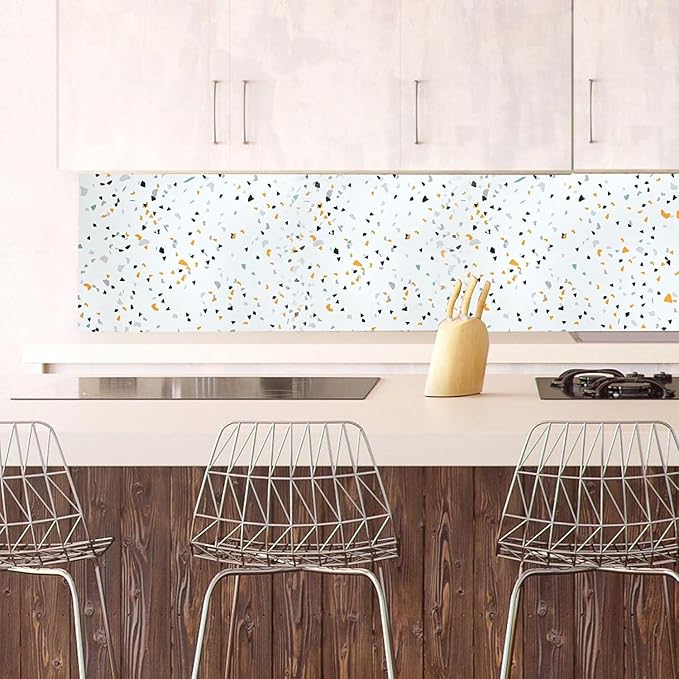 Decorative Self-Adhesive Waterproof Kitchen Wall Sticker – Modern Terrazzo Pattern, 60x200cm