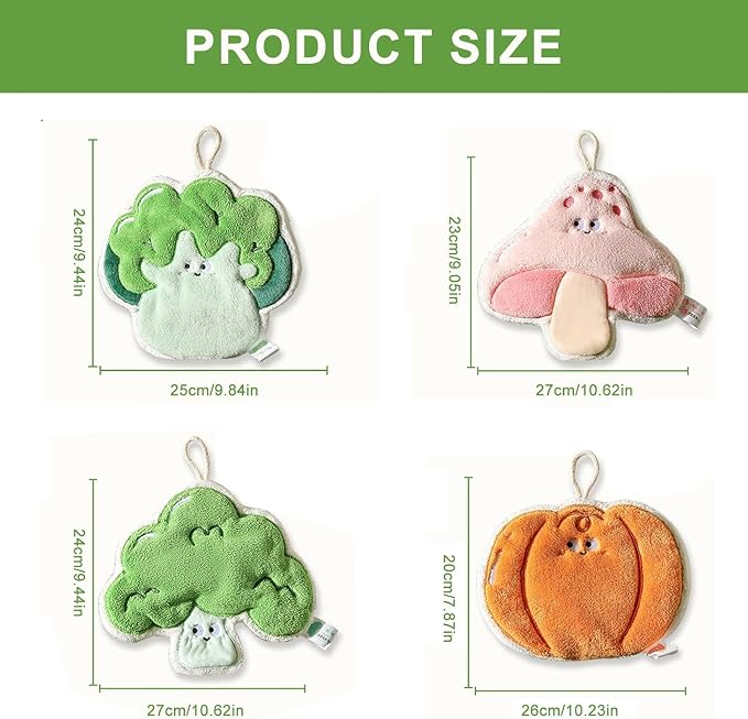Premium Vegetable-Themed Hanging Hand Towel – Absorbent, Decorative Kitchen Accessory