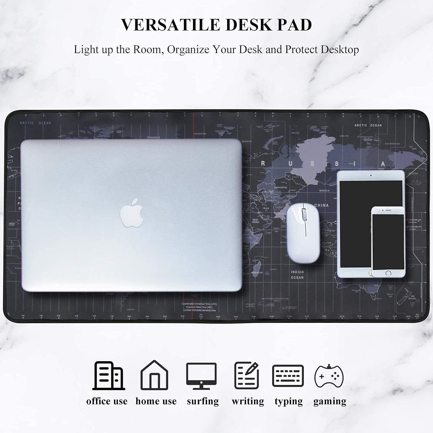Large World Map Desk Mat – Extended Mouse Pad for Enhanced Desktop Organization and Aesthetic Appeal Premium Quality Single Deals™