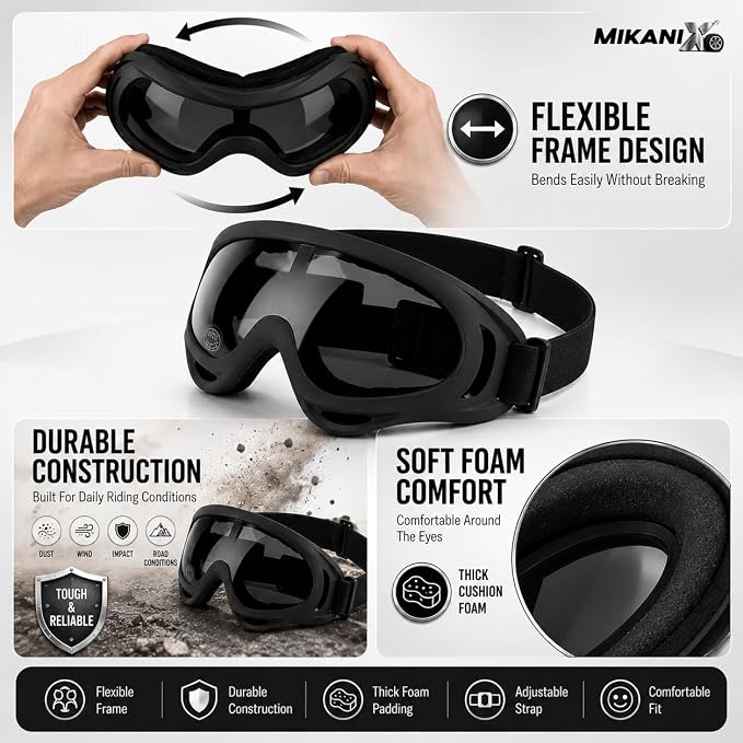 Protective UV Bike Goggles – Windproof, Dust-Resistant Eyewear for Enhanced Visibility and Safety on the Road Premium Quality Single Deals™