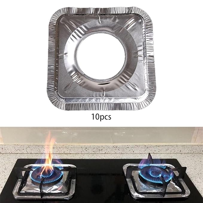 Single Deals™ Aluminum Large Square Gas Burner Covers [Premium Quality] Set Of 10 Pcs