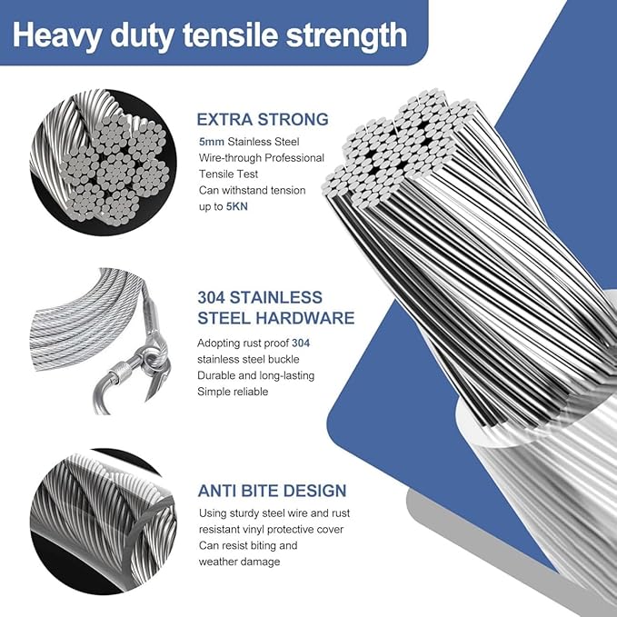 Single Deals™ 5 Meter Heavy Duty Clothes Drying Rope With Hooks - Premium Quality