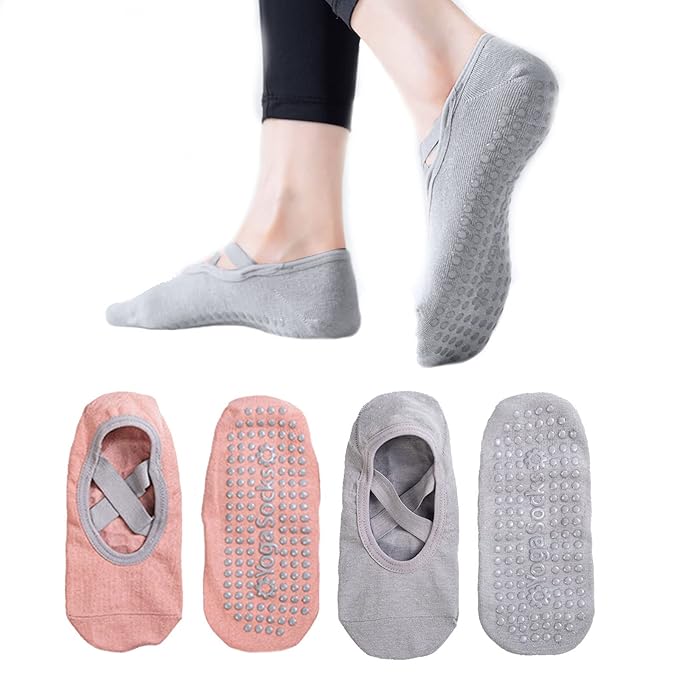 Non-Slip Yoga & Pilates Grip Socks – Supportive, Breathable Studio Footwear with Cross-Strap Design for Stability and Comfort Premium Quality Single Deals™