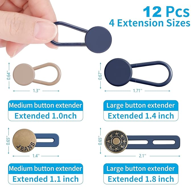 12 Pcs Extenders for Jeans, Pant Button – Sophisticated Fit Optimization Solution Premium Quality SingleDeals™