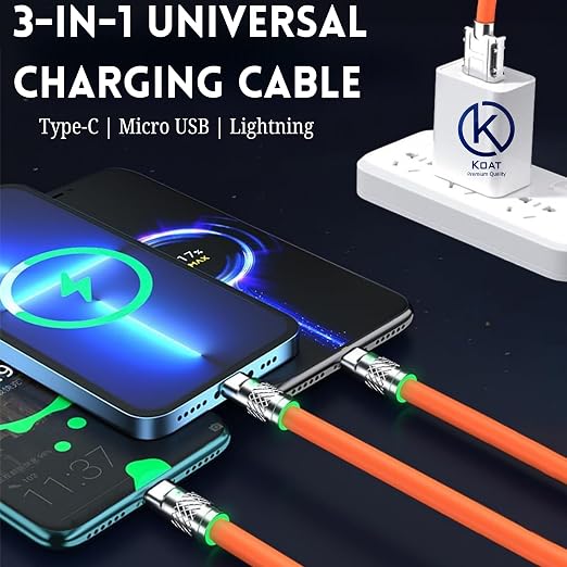 Premium 3-in-1 Universal Mobile Charging Cable – High-Performance Versatile Connectivity