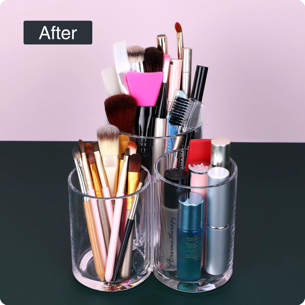 3-Grid Transparent Makeup Organizer – Modern Acrylic Cosmetic Storage Box for Brushes and Accessories Premium Quality Single Deals™