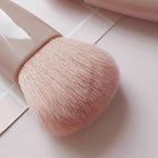 Portable Makeup Brush Set with Integrated Mirror – 5-Piece Travel-Friendly Cosmetic Kit for On-the-Go Application Premium Quality Single Deals™