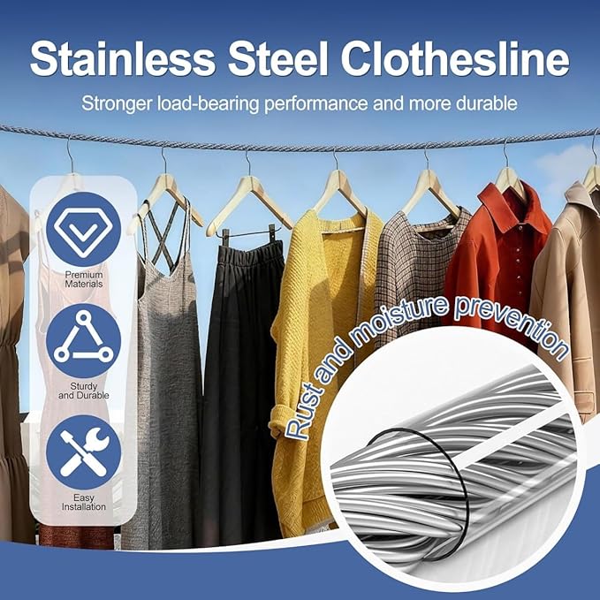 Single Deals™ 5 Meter Heavy Duty Clothes Drying Rope With Hooks - Premium Quality