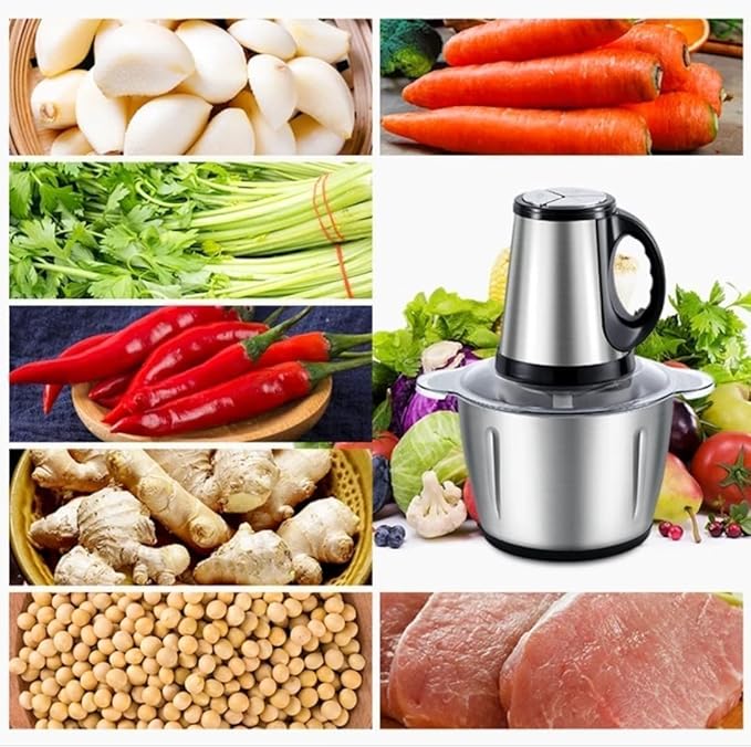 Single Deals™ 3L Food Blender with Handle [Premium Quality]              3-in-1 Steel Meat Grinder & Vegetable Chopper – 3 Litre, Stainless Steel, with Handle – Silver