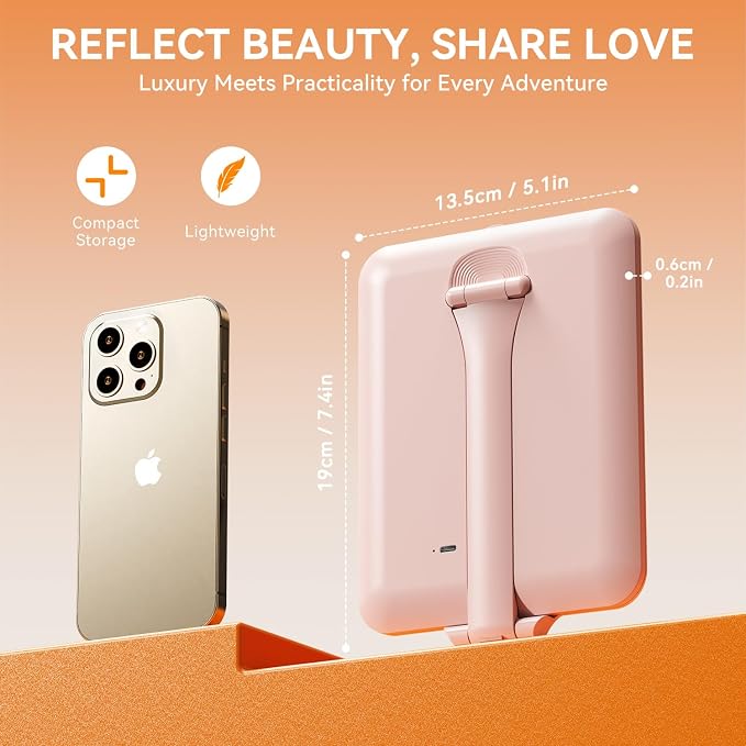 Premium Portable Lighted Travel Makeup Mirror – Compact, Foldable Vanity Mirror with Integrated LED Illumination