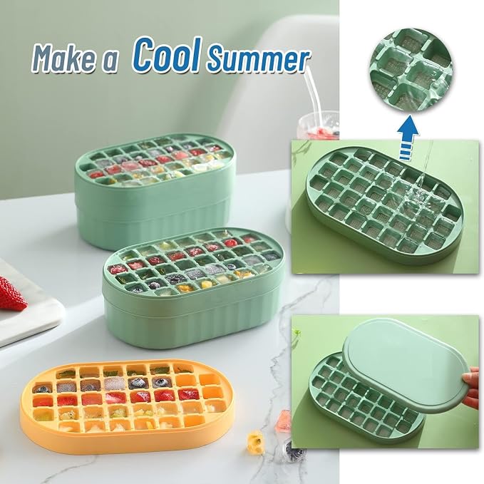 36-Cavity Ice Cube Tray with Storage Bin and Scoop – High-Capacity Kitchen Freezer Organizer Set Premium Quality Single Deals™