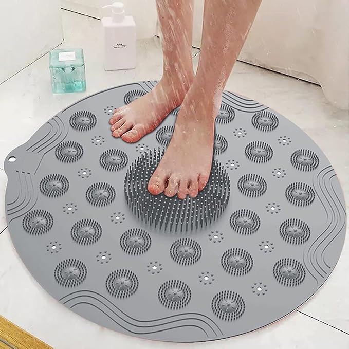 Round Non-Slip Shower & Massage Mat – Safety-Focused Bath Accessory with Built-in Foot Massager Premium Quality Single Deals™
