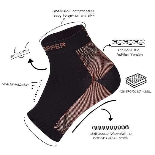 Copper-Infused Anti-Fatigue Foot & Ankle Compression Sleeves - Supportive, Breathable Fabric for Daily Pain Relief and Improved Circulation Premium Quality Single Deals™