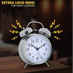 Silver Alarm Clock – Classic Twin-Bell Analog Timepiece for Bedroom, Desk, and Home Decor Premium Quality Single Deals™