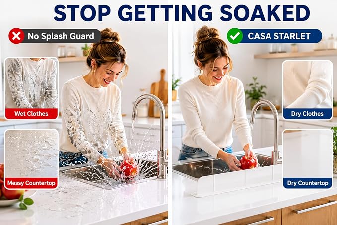 30 Cm Kitchen Sink Splash Guard, Silicone Faucet Splash Guard Mat for Kitchen Counter, Ultra-Wide Sink Water Splash Guard, BPA Free, No Suction Cups, Anti-Slip Sink Water Barrier Protector