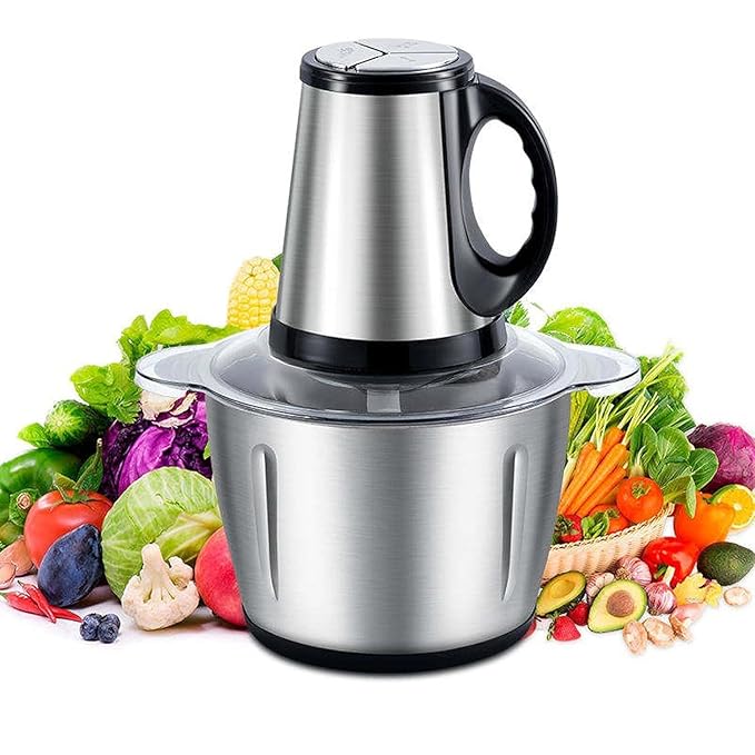 Single Deals™ 3L Food Blender with Handle [Premium Quality]              3-in-1 Steel Meat Grinder & Vegetable Chopper – 3 Litre, Stainless Steel, with Handle – Silver