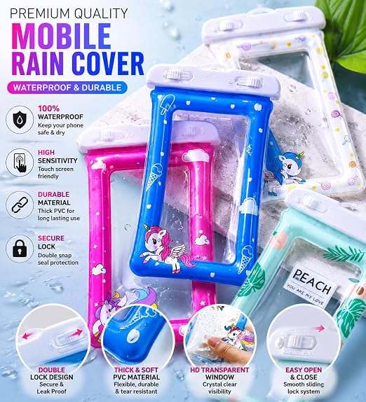 Universal Waterproof Mobile Pouch – Cartoon-Themed Protective Case for Smartphones, Ideal for Water Activities and Travel Premium Quality Single Deals™