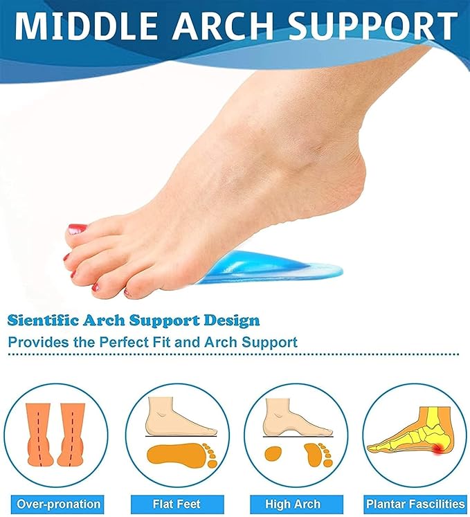 Comfortable Silicone Gel Arch Support Inserts - Supportive Orthopedic Pads for Flat Feet and All-Day Foot Relief Premium Quality Single Deals™
