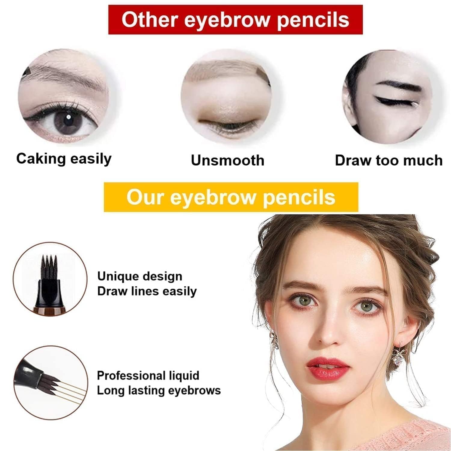 4-Tip Eyebrow Contouring Pen – Precision Micro-Blade Effect for Defined, Natural-Looking Brows Premium Quality Single Deals™