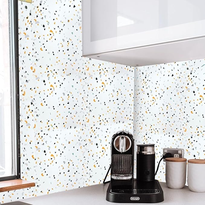 Decorative Self-Adhesive Waterproof Kitchen Wall Sticker – Modern Terrazzo Pattern, 60x200cm