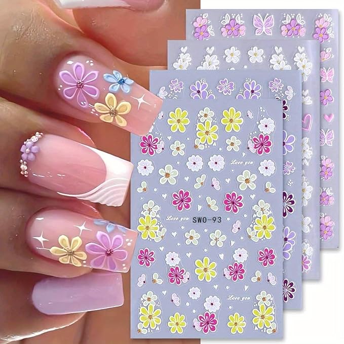 Decorative Floral Nail Art Sticker Sheets – Vibrant Adhesive Decals for Artistic Manicure Styling Premium Quality Single Deals™