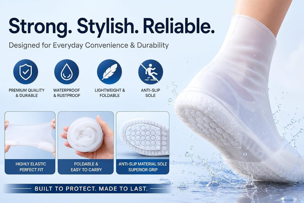 Waterproof Non-Slip Shoe Covers – Reusable Protective Rain Boots for Men and Women, Available in Large Sizes Premium Quality Single Deals™