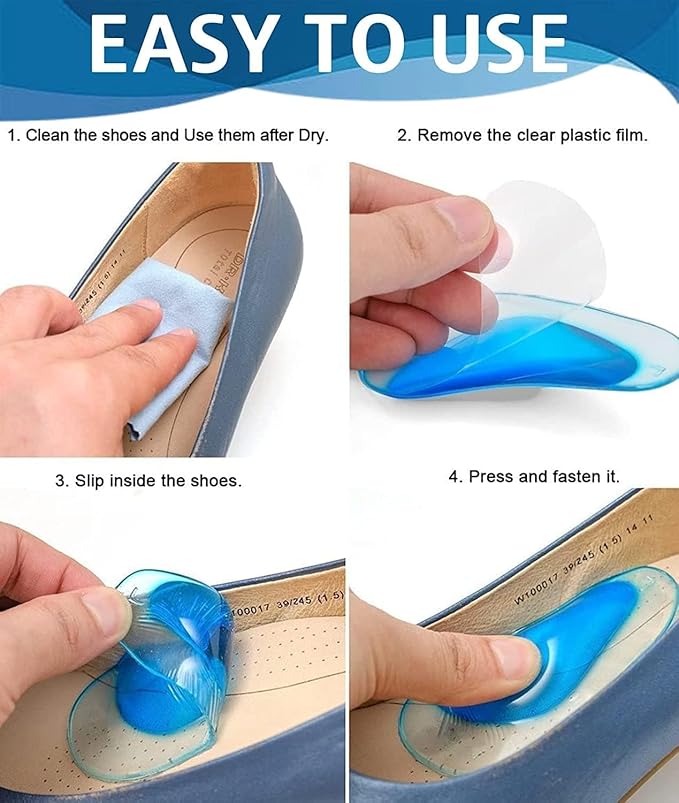 Comfortable Silicone Gel Arch Support Inserts - Supportive Orthopedic Pads for Flat Feet and All-Day Foot Relief Premium Quality Single Deals™