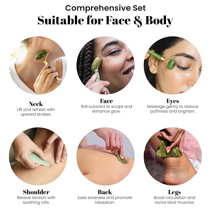 Natural Jade Facial Roller & Gua Sha Set – Premium Dual-Action Beauty Tool for Skin Rejuvenation and Relaxation Premium Quality Single Deals™