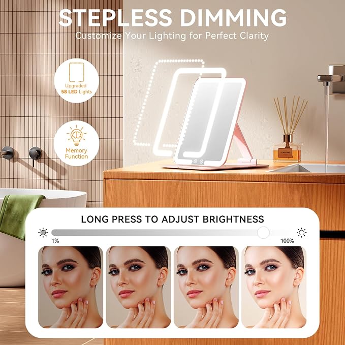 Premium Portable Lighted Travel Makeup Mirror – Compact, Foldable Vanity Mirror with Integrated LED Illumination
