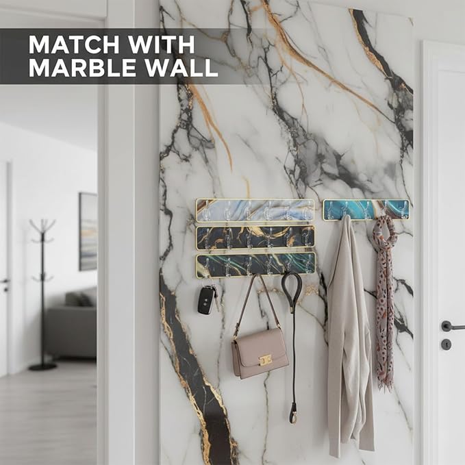 Single Deals™ Marble Sticker 6 Hook Premium Quality