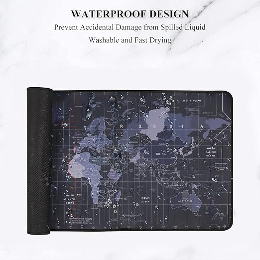 Large World Map Desk Mat – Extended Mouse Pad for Enhanced Desktop Organization and Aesthetic Appeal Premium Quality Single Deals™